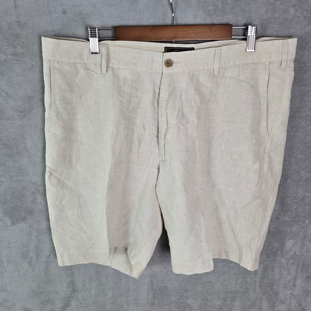 Jos A Bank‎ Reserve Mens 40 Beige 100% Linen Flat Front Shorts Oatmeal Luxury